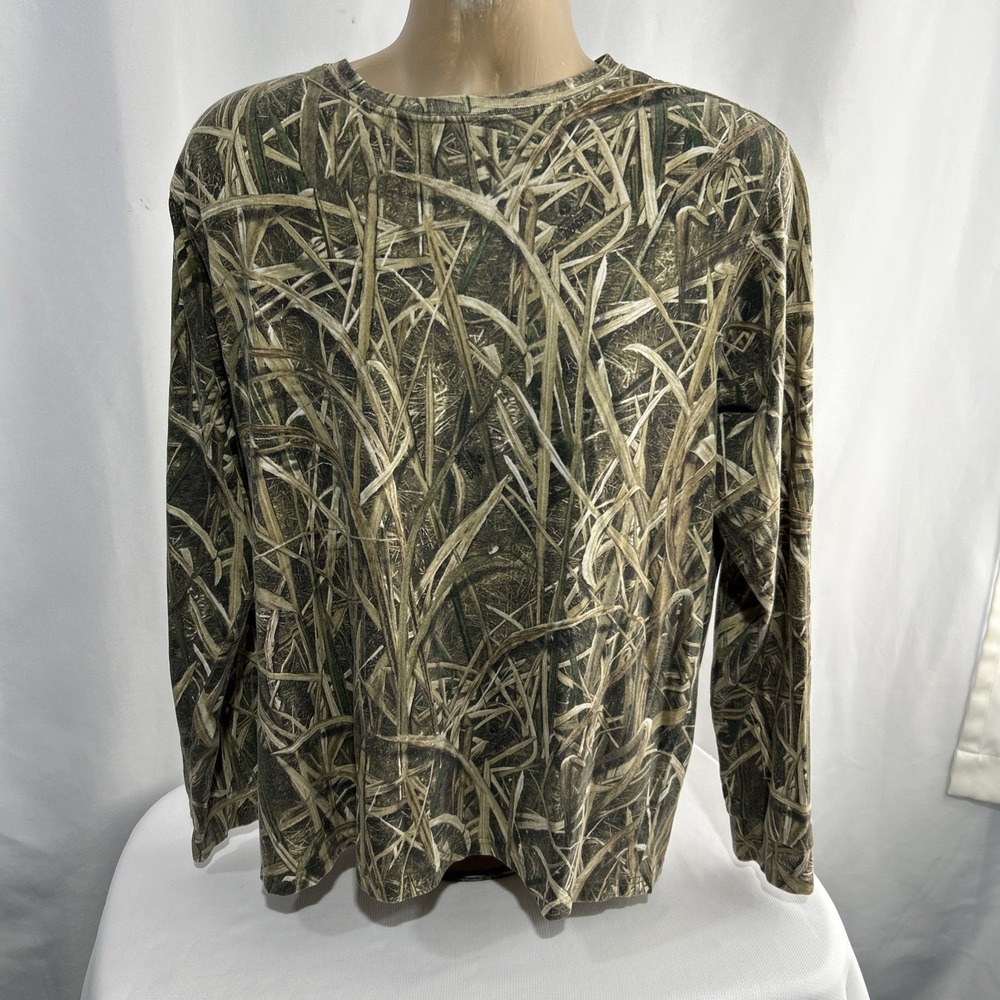 Mossy Oak Shadow Grass Blades Camo T-Shirt Mens Large Hunting Long-Sleeve